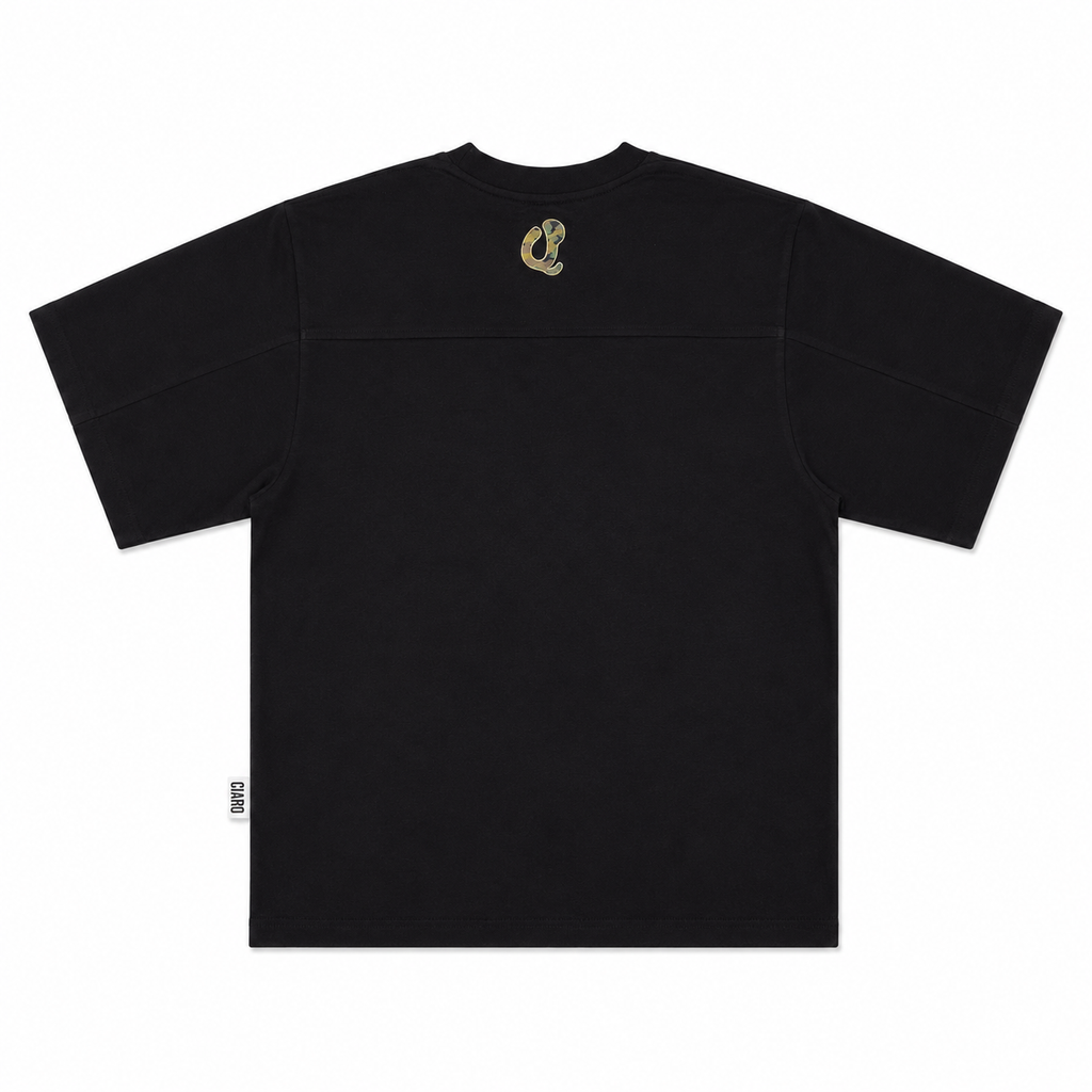 BLACK EMBROIDERED LOGO T-SHIRT